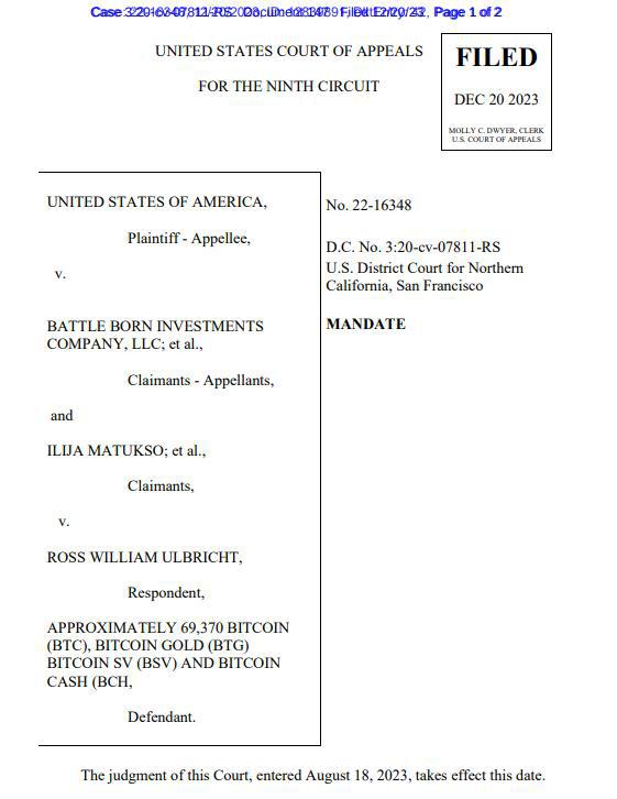 比特币没收_缴获比特币_除了更广泛的避险情绪之外,有报道称美国司法部已获得法院批准,出售从丝绸之路黑市没收的价值约 65 亿美元的比特币,这也给比特币带来了压力。